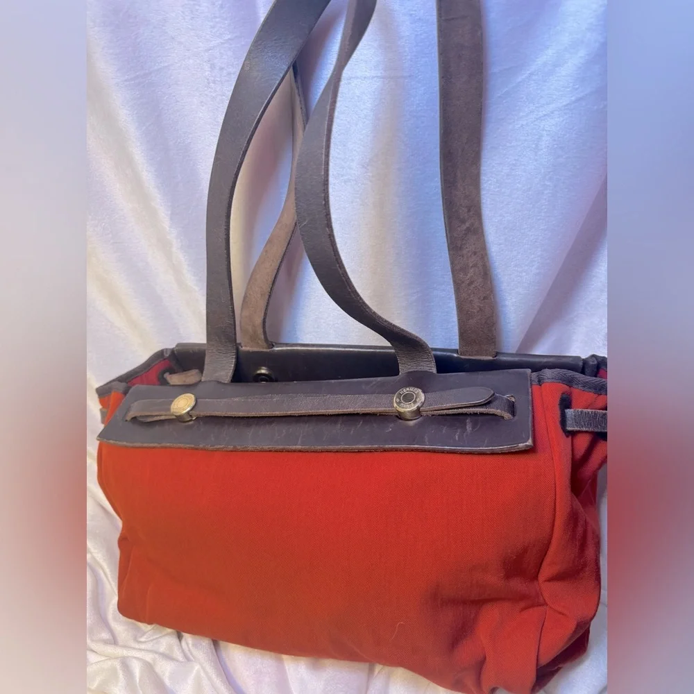 Hermès Herbag Cabas PM Reversible Orange Red Canvas Tote Authentic Hermès - Picture 2 of 16